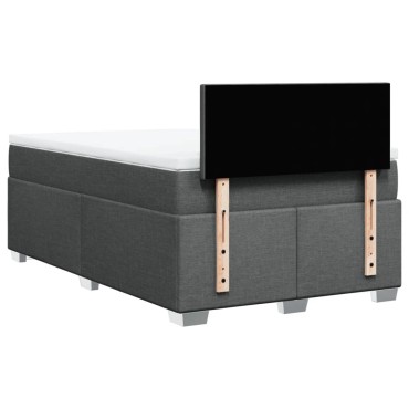 vidaXL Κρεβάτι Boxspring με Στρώμα Σκούρο Γκρι 120x200 εκ. Υφασμάτινο