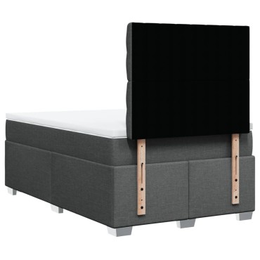 vidaXL Κρεβάτι Boxspring με Στρώμα Σκούρο Γκρι 120x200 εκ. Υφασμάτινο