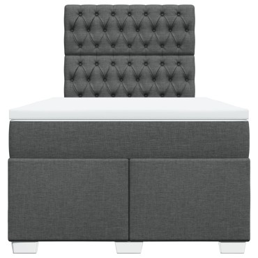 vidaXL Κρεβάτι Boxspring με Στρώμα Σκούρο Γκρι 120x200 εκ. Υφασμάτινο