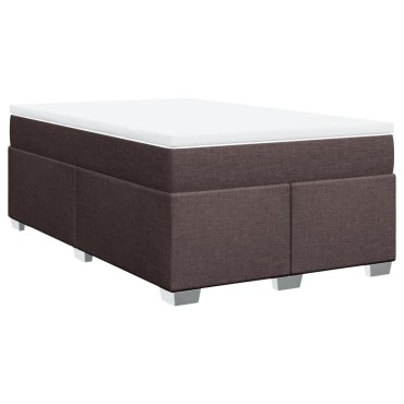 vidaXL Κρεβάτι Boxspring με Στρώμα Σκούρο Καφέ 120x200 εκ. Υφασμάτινο