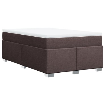 vidaXL Κρεβάτι Boxspring με Στρώμα Σκούρο Καφέ 120x200 εκ. Υφασμάτινο