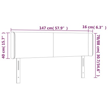 vidaXL Κεφαλάρι με Πτερύγια Γκρι 147x16x78/88cm Συνθετικό Δέρμα 1 τεμ.
