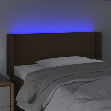 vidaXL Κεφαλάρι Κρεβατιού LED Σκούρο Καφέ 93x16x78/88cm Υφασμάτινο 1 τεμ.