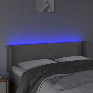 vidaXL Κεφαλάρι Κρεβατιού LED Γκρι 147x16x78/88cm από Συνθετικό Δέρμα 1 τεμ.