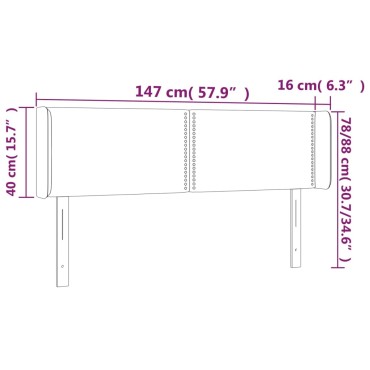 vidaXL Κεφαλάρι Κρεβατιού LED Γκρι 147x16x78/88cm από Συνθετικό Δέρμα 1 τεμ.