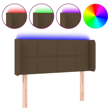 vidaXL Κεφαλάρι Κρεβατιού LED Σκούρο Καφέ 93x16x78/88cm Υφασμάτινο 1 τεμ.