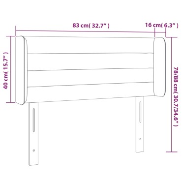 vidaXL Κεφαλάρι Κρεβατιού LED Σκούρο Καφέ 83x16x78/88cm Υφασμάτινο 1 τεμ.