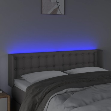 vidaXL Κεφαλάρι Κρεβατιού LED Γκρι 147x16x78/88cm από Συνθετικό Δέρμα 1 τεμ.