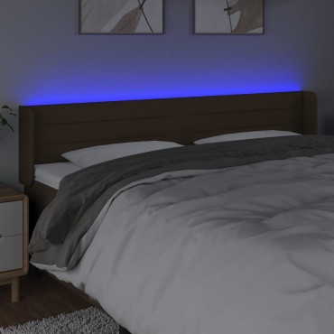 vidaXL Κεφαλάρι Κρεβατιού LED Σκούρο Καφέ 163x16x78/88cm Υφασμάτινο 1 τεμ.