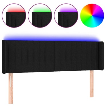 vidaXL Κεφαλάρι Κρεβατιού LED Μαύρο 147x16x78/88cm Υφασμάτινο 1 τεμ.