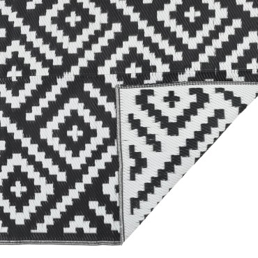 vidaXL Χαλί εξωτερικού χώρου ARAKIL Λευκό και μαύρο 160x230 cm PP
