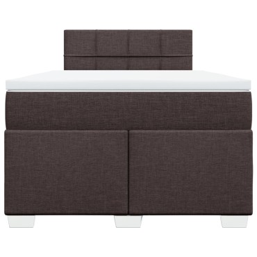 vidaXL Κρεβάτι Boxspring με Στρώμα Σκούρο Καφέ 120x200 εκ. Υφασμάτινο