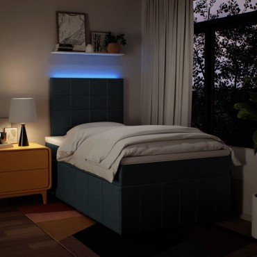 vidaXL Κρεβάτι Boxspring με Στρώμα Μπλε 120x200cm Υφασμάτινο 1 τεμ. - Μονό