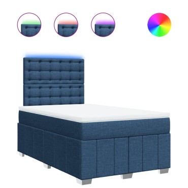 vidaXL Κρεβάτι Boxspring με Στρώμα Μπλε 120x200 εκ. Υφασμάτινο