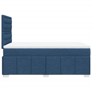 vidaXL Κρεβάτι Boxspring με Στρώμα Μπλε 120x200 εκ. Υφασμάτινο