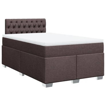 vidaXL Κρεβάτι Boxspring με Στρώμα Σκούρο Καφέ 120x200 εκ. Υφασμάτινο