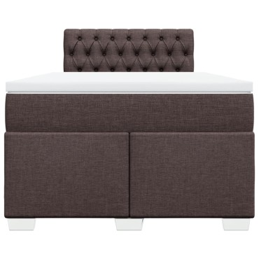 vidaXL Κρεβάτι Boxspring με Στρώμα Σκούρο Καφέ 120x200 εκ. Υφασμάτινο