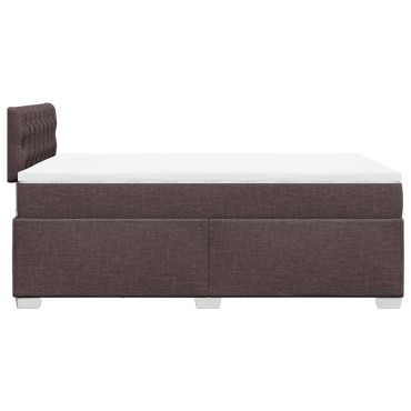 vidaXL Κρεβάτι Boxspring με Στρώμα Σκούρο Καφέ 120x200 εκ. Υφασμάτινο