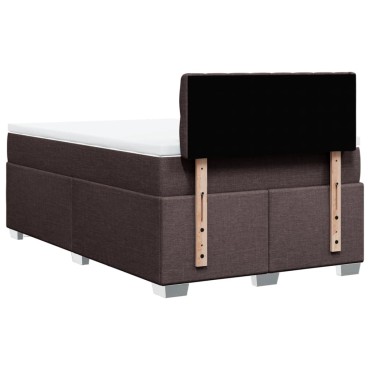 vidaXL Κρεβάτι Boxspring με Στρώμα Σκούρο Καφέ 120x200 εκ. Υφασμάτινο