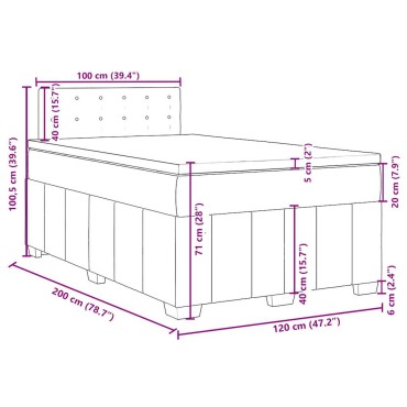 vidaXL Κρεβάτι Boxspring με Στρώμα Μπλε 120x200 εκ. Υφασμάτινο