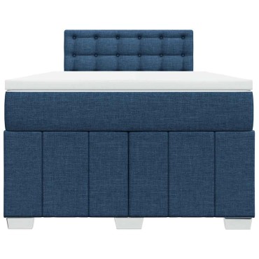 vidaXL Κρεβάτι Boxspring με Στρώμα Μπλε 120x200cm Υφασμάτινο 1 τεμ. - Μονό