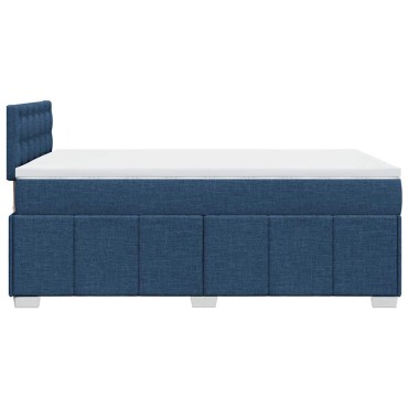 vidaXL Κρεβάτι Boxspring με Στρώμα Μπλε 120x200cm Υφασμάτινο 1 τεμ. - Μονό