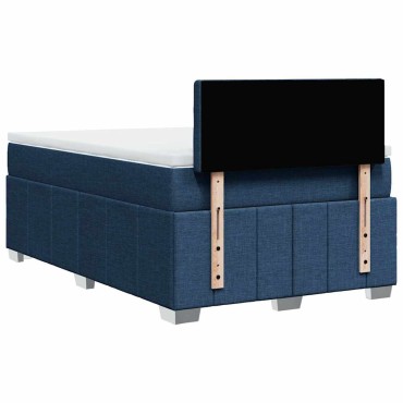 vidaXL Κρεβάτι Boxspring με Στρώμα Μπλε 120x200cm Υφασμάτινο 1 τεμ. - Μονό