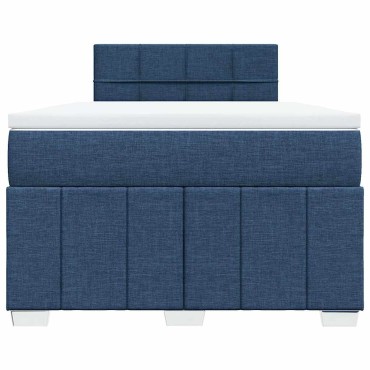 vidaXL Κρεβάτι Boxspring με Στρώμα Μπλε 120x200cm Υφασμάτινο 1 τεμ. - Μονό