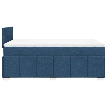 vidaXL Κρεβάτι Boxspring με Στρώμα Μπλε 120x200cm Υφασμάτινο 1 τεμ. - Μονό