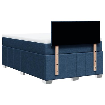 vidaXL Κρεβάτι Boxspring με Στρώμα Μπλε 120x200cm Υφασμάτινο 1 τεμ. - Μονό