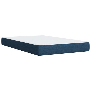 vidaXL Κρεβάτι Boxspring με Στρώμα Μπλε 120x200cm Υφασμάτινο 1 τεμ. - Μονό