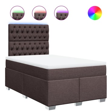 vidaXL Κρεβάτι Boxspring με Στρώμα Σκούρο Καφέ 120x200 εκ. Υφασμάτινο