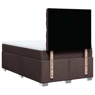 vidaXL Κρεβάτι Boxspring με Στρώμα Σκούρο Καφέ 120x200 εκ. Υφασμάτινο