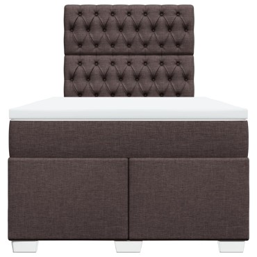vidaXL Κρεβάτι Boxspring με Στρώμα Σκούρο Καφέ 120x200 εκ. Υφασμάτινο
