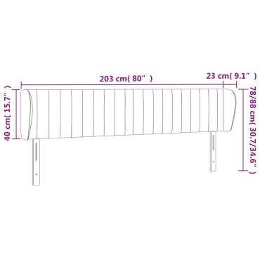 vidaXL Κεφαλάρι με Πτερύγια Σκούρο Γκρι 203x23x78/88cm Υφασμάτινο 1 τεμ.