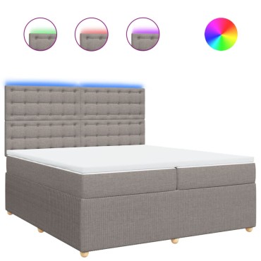 vidaXL Κρεβάτι Boxspring με Στρώμα Taupe 200x200cm Υφασμάτινο 1 τεμ. - Διπλό