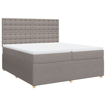 vidaXL Κρεβάτι Boxspring με Στρώμα Taupe 200x200 εκ. Υφασμάτινο