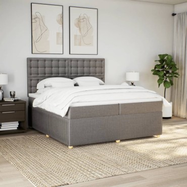 vidaXL Κρεβάτι Boxspring με Στρώμα Taupe 200x200 εκ. Υφασμάτινο