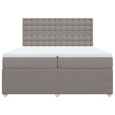 vidaXL Κρεβάτι Boxspring με Στρώμα Taupe 200x200 εκ. Υφασμάτινο