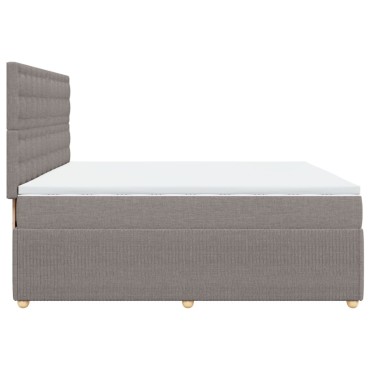 vidaXL Κρεβάτι Boxspring με Στρώμα Taupe 200x200 εκ. Υφασμάτινο