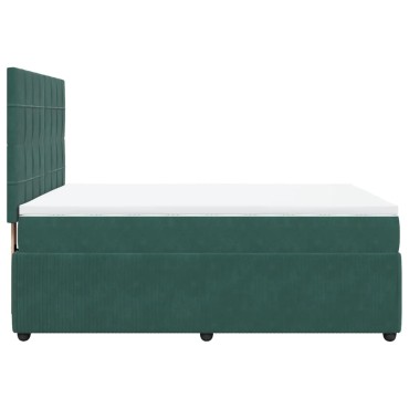 vidaXL Κρεβάτι Boxspring με Στρώμα Σκούρο Πράσινο 140x190εκ. Βελούδινο