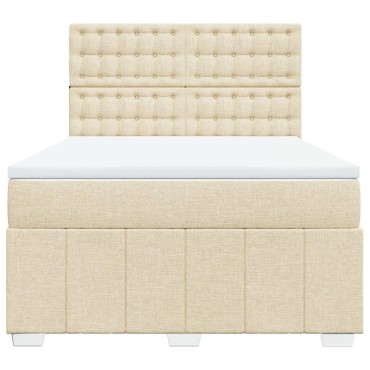 vidaXL Κρεβάτι Boxspring με Στρώμα Κρεμ 140x190 εκ. Υφασμάτινο