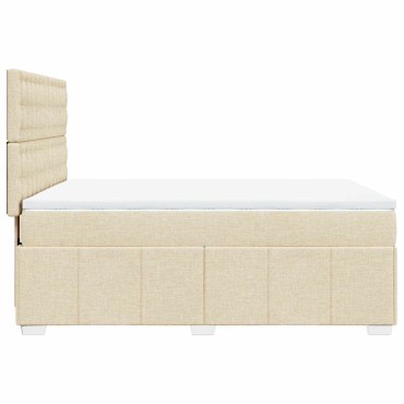 vidaXL Κρεβάτι Boxspring με Στρώμα Κρεμ 140x190 εκ. Υφασμάτινο