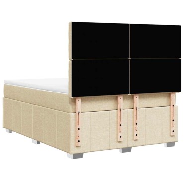 vidaXL Κρεβάτι Boxspring με Στρώμα Κρεμ 140x190 εκ. Υφασμάτινο