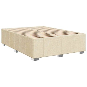 vidaXL Κρεβάτι Boxspring με Στρώμα Κρεμ 140x190 εκ. Υφασμάτινο
