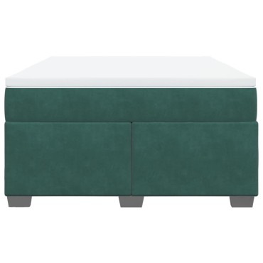 vidaXL Κρεβάτι Boxspring με Στρώμα Σκούρο Πράσινο 140x190εκ. Βελούδινο