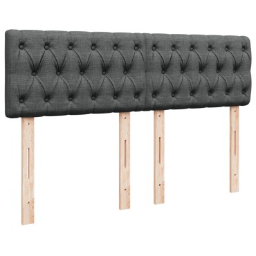 vidaXL Κρεβάτι Boxspring με Στρώμα Σκούρο Γκρι 140x190 εκ. Υφασμάτινο