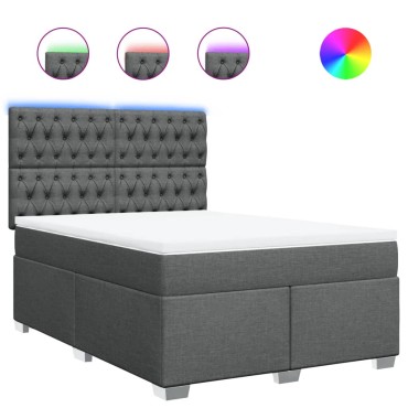vidaXL Κρεβάτι Boxspring με Στρώμα Σκούρο Γκρι 140x190 εκ. Υφασμάτινο