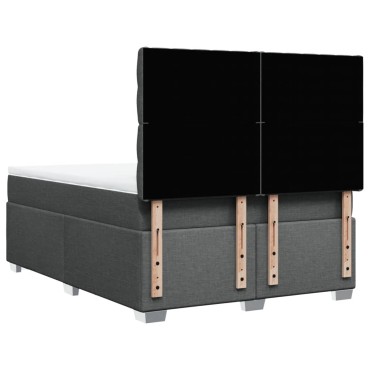 vidaXL Κρεβάτι Boxspring με Στρώμα Σκούρο Γκρι 140x190 εκ. Υφασμάτινο