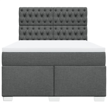vidaXL Κρεβάτι Boxspring με Στρώμα Σκούρο Γκρι 140x190 εκ. Υφασμάτινο